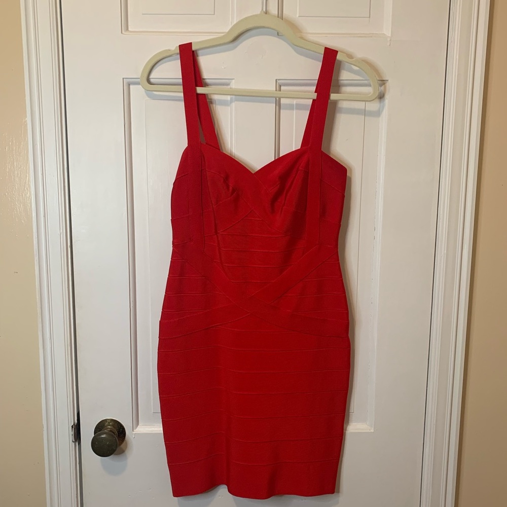 Alice & Elmer Red Mini Bodycon/Bandage Dress - Women's size L